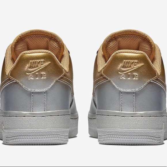 Nike Women’s Air Force 1 Metallic Gold/Silver - Picture 6 of 8